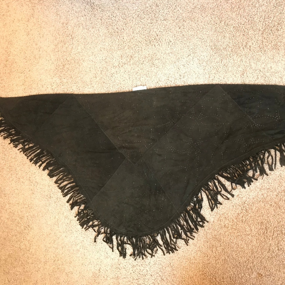 Simonetta Ravizza Green Fringed Suede Shawl